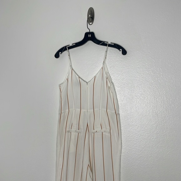 Anthropologie The Essential White Striped Linen Blend Crop Jumpsuit Size 2 - Picture 6 of 8